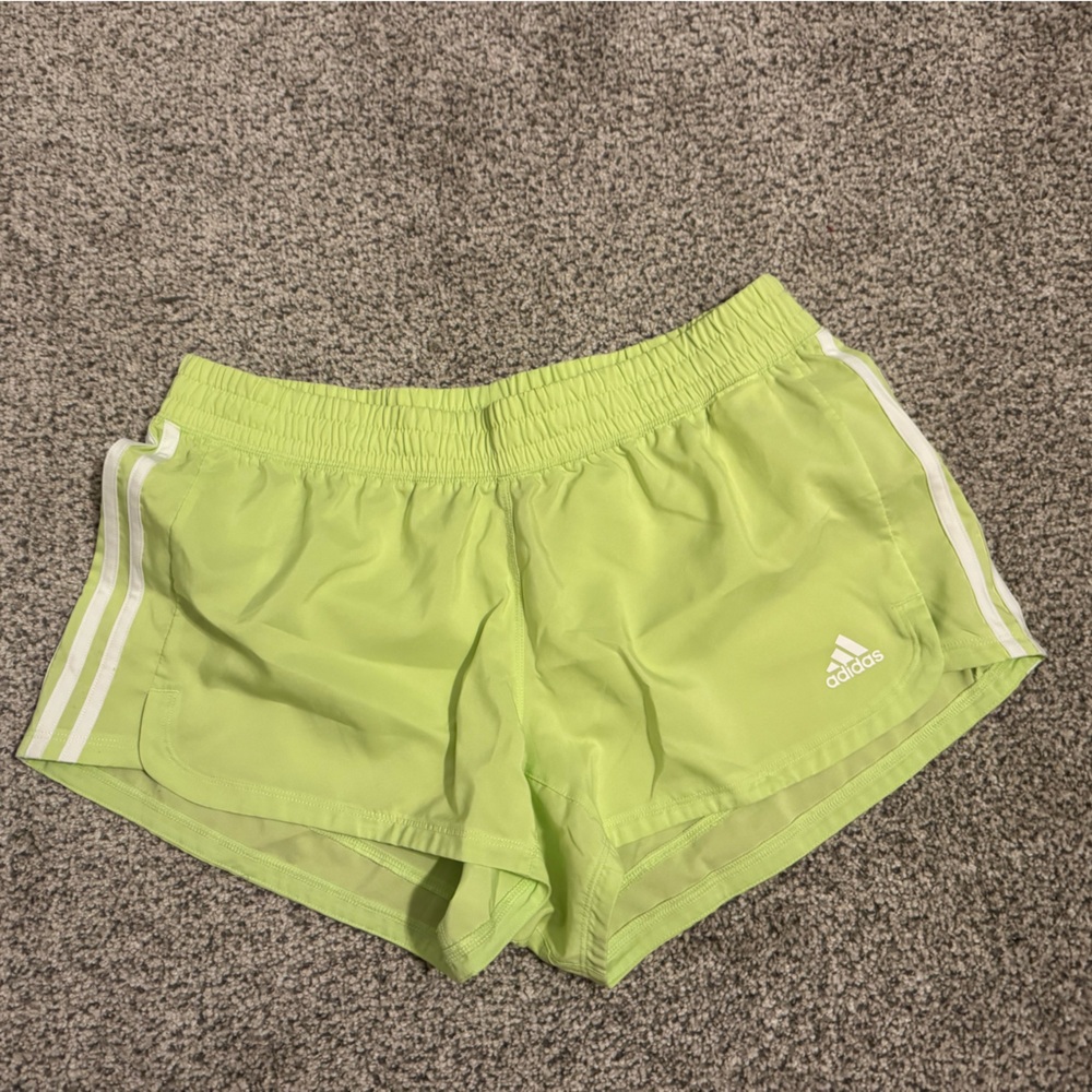 Adidas Green Athletic Shorts Lightweight Moisture-Wicking